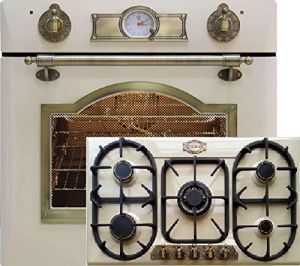 Gas Herdset Autark Kaiser Empire Elfenbein / Elektro Einbau Backofen EH 6355 ElfEm 67L + Gaskochfeld KG 9325 ElfEm 90cm