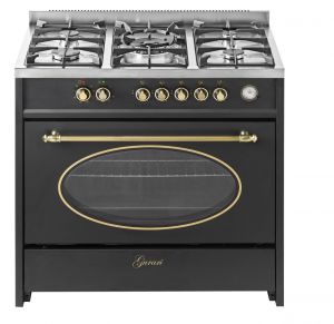 GURARI Gas-Standherd GCH E 914 BL r, Retro Gas Elektro Standherd 90 cm/ Nostalgie Range Coocker / 121L / 8 Funktionen