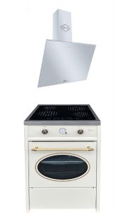 Gurari GCH E 612 Cr r Induktions Standherd  60 cm + Dunstabzugshaube GCH 286 WH 6 Prime  60 cm