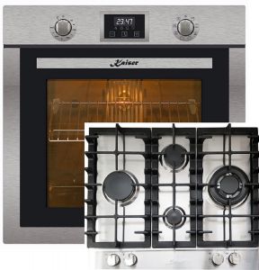 Kaiser Herd-Set  EH 6323 Edelstahl Einbau Backofen 79L +KG 6364 Gaskochfeld