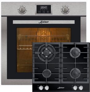 Kaiser Herd-Set  EH 6323 Edelstahl Einbau Backofen 79L +KCG 6380 Gaskochfeld