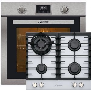 Kaiser Herd-Set  EH 6323 Edelstahl Einbau Backofen 79L +KCG 6380 W  Gaskochfeld