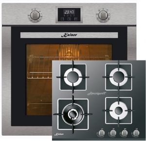 Kaiser Herd-Set  EH 6323 Edelstahl Einbau Backofen 79L +KCG 6382 Gaskochfeld