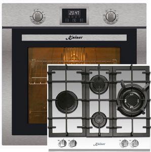 Kaiser Herd-Set  EH 6323 Edelstahl Einbau Backofen 79L +KCG 6394 W Turbo Romb   Gaskochfeld
