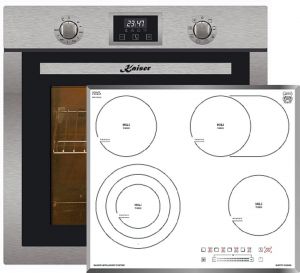Kaiser Herd-Set  EH 6323 Edelstahl Einbau Backofen 79L +KCT 6715 FW Glaskeramik Kochfeld 60cm 