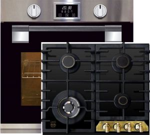 Kaiser Herd-set ,Elektro Pyrolyse Backofen  EH 6337+KCG 6335 Em Turbo  Gaskochfeld 60 cm