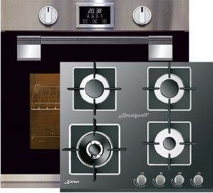 Kaiser Herd-set ,Elektro Pyrolyse Backofen  EH 6337+KCG 6382  Gaskochfeld 60 cm