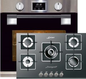 Kaiser Herd-set ,Elektro Pyrolyse Backofen  EH 6337+KCG 8382  Gaskochfeld 77 cm