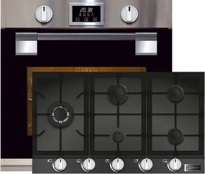 Kaiser Herd-set ,Elektro Pyrolyse Backofen  EH 6337+KCG 9387 Turbo  Gaskochfeld 86 cm