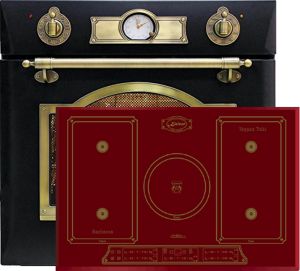 Kaiser Herd-set / Retro Elektro Einbau Backofen EH 6355 EM 67L + KCT  7797 FI RotEm   Induktions Kochfeld 77 cm