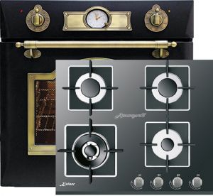Kaiser Herd-set / Retro Elektro Einbau Backofen EH 6355 EM 67L + KCG 6382 Gaskochfeld 60cm