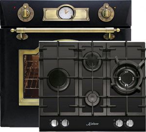 Kaiser Herd-set / Retro Elektro Einbau Backofen EH 6355 EM 67L + KCG 6394 Gaskochfeld 60cm