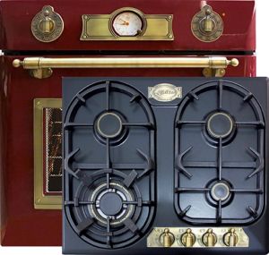 Kaiser Herd-set / Elektro Einbau Backofen EH 6355 RotEm 67L + KG 6325 Em Gaskochfeld 60 cm