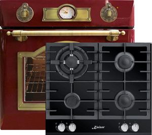 Kaiser Herd-set / Elektro Einbau Backofen EH 6355 RotEm 67L + KCG 6380 Gaskochfeld 60cm