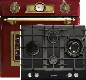 Kaiser Herd-set / Elektro Einbau Backofen EH 6355 RotEm 67L + KCG 6394 Gaskochfeld 60cm