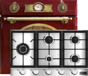 Kaiser Herd-set / Elektro Einbau Backofen EH 6355 RotEm 67L +  KG 9357 Turbo Gaskochfeld 86 cm