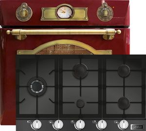 Kaiser Herd-set / Elektro Einbau Backofen EH 6355 RotEm 67L +  KCG 9387 Turbo Gaskochfeld 86 cm