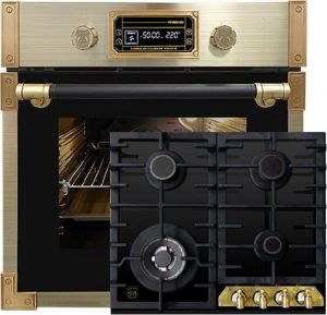 Kaiser Herd Set EH 6427 AD Retro Pyrolyse Einbau Backofen 73L Anthrazitfarbiges Glas 60 cm +  KCG 6335 Em Gaskochfeld 60 cm