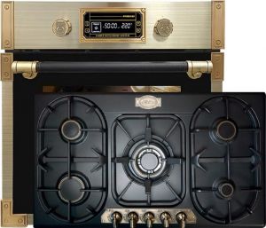 Kaiser Herd Set EH 6427 AD Retro Pyrolyse Einbau Backofen 73L Anthrazitfarbiges Glas 60 cm +  KG 9325 Em Gaskochfeld 90 cm