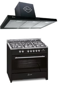 Gurari GCH E 911 BL Gas Elektro Standherd 90 cm + Dunstabzugshaube GCH 461 BL 9 90 cm