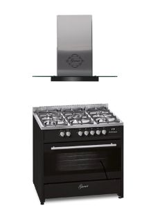 Gurari GCH E 911 BL Gas Elektro Standherd + Dunstabzugshaube GCH T 466 IS 90 BL Prime 90 cm