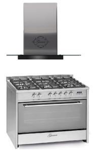 Gurari GCH E 911 X Gas Elektro Standherd 90 cm + Dunstabzugshaube GCH T 466 IS 90 BL PRIME 90 cm