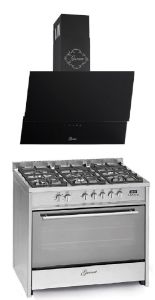 Gurari GCH E 911 X Gas Elektro Standherd 90 cm + Dunstabzugshaube GCH 268 BL 9 Prime 90 cm