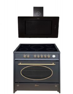 Gurari Elektro-Standherd GCH E 912 BL r + GCH S 155 BL 90 Prime  Dunstabzugshaube 90 cm