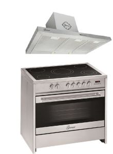 Gurari GCH E 912 X  Elektro Standherd 90 cm , Glaskeramik,Inox,Range Coocker+ Gurari GCH F 461 IS 9 Dunstabzugshaube 90cm , Edelstahl 