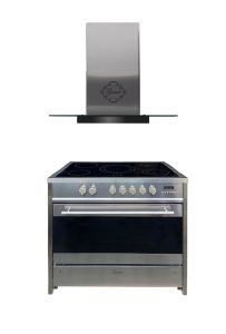 Gurari GCH E 912 X  Elektro Standherd 90 cm , Glaskeramik,Inox,Range Coocker+ Gurari GCH T 466 IS 90 BL PRIME  Dunstabzugshaube 90cm , Edelstahl 
