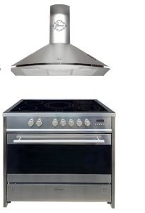 Gurari GCH E 912 X  Elektro Standherd 90 cm , Glaskeramik,Inox,Range Coocker+ Gurari GCH C 046 IS 9  Dunstabzugshaube 90cm , Edelstahl 