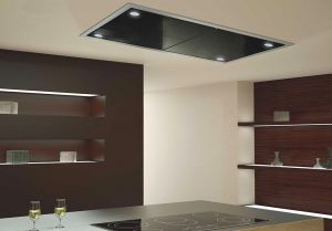Deckenhaube Baumann Carina Dunstabzugshaube EEK.A 90x60cm Schwarzglas 1000m3/h LED