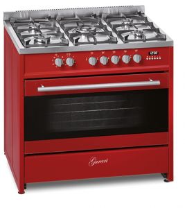 Gurari GCH E 911 R Gas Elektro Standherd 90 cm 121 L Erdgas Fl.Gas 4 Kw WOK in Rot