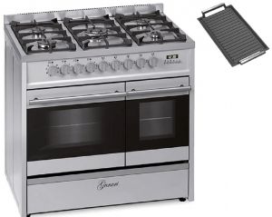 Gurari GCH E 916 X Edelstahl Gas Elektro Standherd 90 cm 89 L Range Coocker +Grillplatte