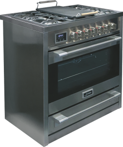 Kaiser HGE 93505 R Gas Elektro Standherd 90 cm, Edelstahl, Inox, Range Coocker