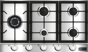 Kaiser KG 9357 Turbo Edelstahl Gaskochfeld 86 cm 5 Brenner 3,8 KW WOK